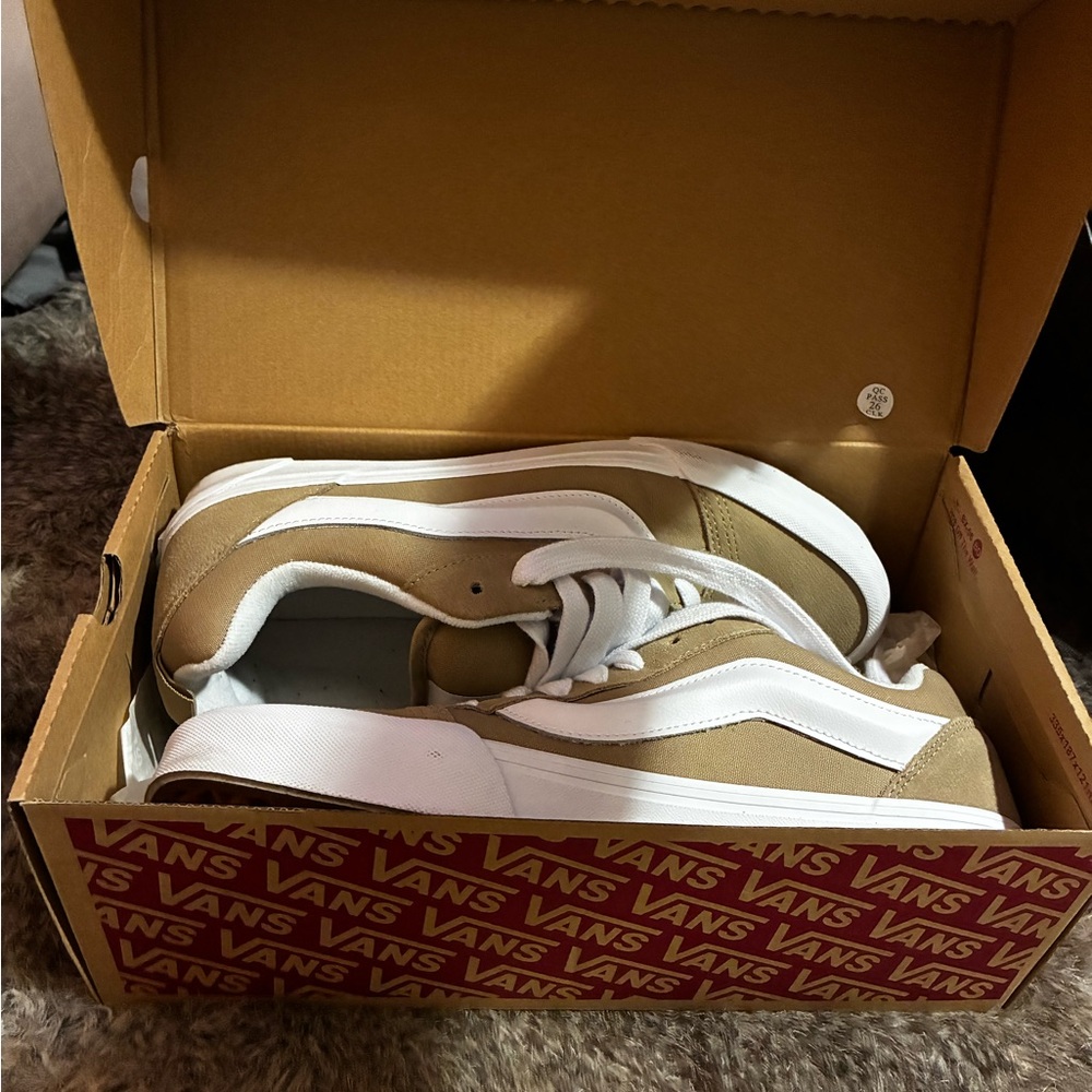 Vans Knu Schoolz Classic Tan and White Sneakers